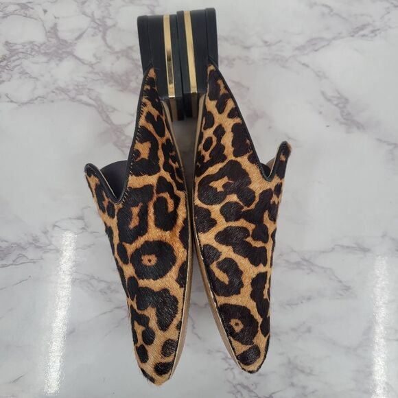 Michael Kors Natasha Leopard Dyed Calf Hair Slide Mule Clog Pony Hair Women's - Picture 5 of 12